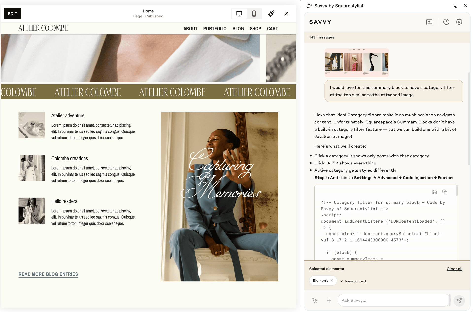 Squarespace-specific guidance